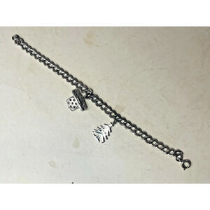 Vintage Wells Sterling Charm Bracelet Spinning Dial Rotary Phone & Xmas Tree